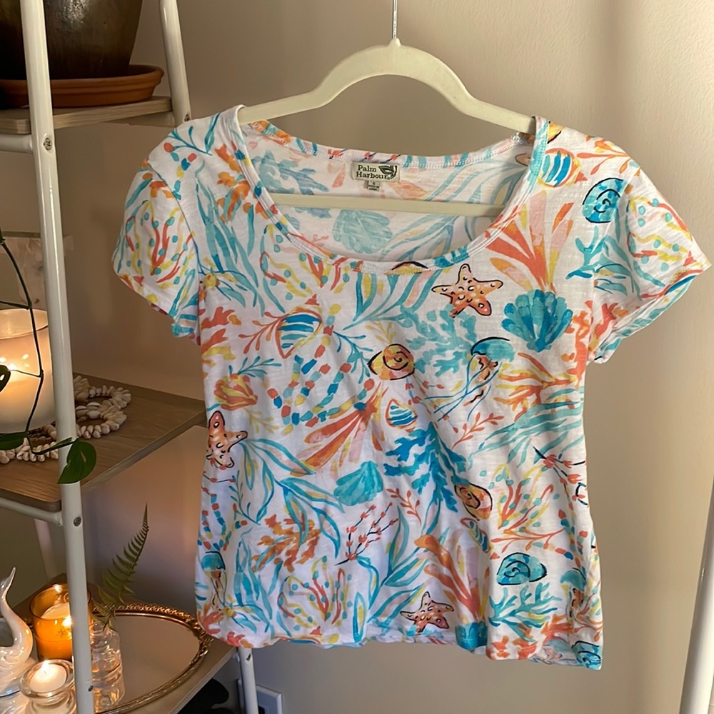 🌊 Vintage Palm Harbour Ocean Print T-Shirt